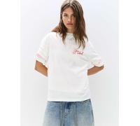 Pull&Bear - STWD - T-shirt color ghiaccio con stampa di torta-Bianco XS