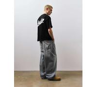 Pull&Bear - STWD - T-shirt squadrata nera con logo-Nero S