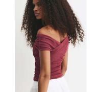 Pull&Bear - Surplice - Top bordeaux con scollo alla Bardot-Rosso M