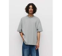 Pull&Bear - T-shirt a maniche corte grigia super ampia-Grigio 2XS