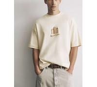 Pull&Bear - T-shirt a maniche corte pesante color sabbia con grafica-Neutro S