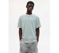 Pull&Bear - T-shirt a maniche corte verde a righe XS