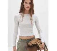 Pull&Bear - T-shirt a maniche lunghe aderente grigio mélange M