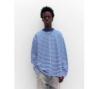 Pull&Bear - T-shirt a maniche lunghe blu a righe L