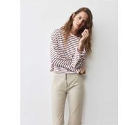 Pull&Bear - T-shirt a maniche lunghe squadrata marrone-Multicolore S