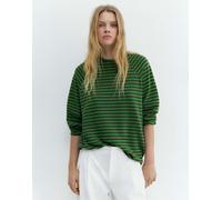 Pull&Bear - T-shirt a maniche lunghe verde a righe M