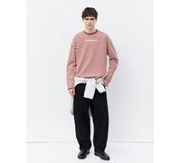 Pull&Bear T-shirt a righe con scritta Stwd bordeaux-Rosso M