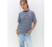 Pull&Bear - T-shirt a righe con stampa di ciliegie-Multicolore L