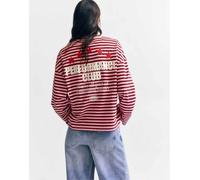 Pull&Bear - T-shirt a righe con stelle e scritta-Multicolore L