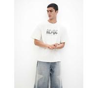 Pull&Bear - T-shirt bianco sporco con scritta "AC/DC" XL