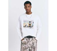 Pull&Bear - T-shirt bianco sporco con stampa autobus L