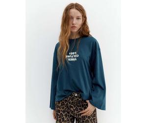 Pull&Bear - T-shirt blu con stampa Street Culture-Blu navy L