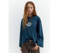 Pull&Bear - T-shirt blu con stampa Street Culture-Blu navy M
