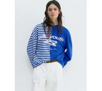 Pull&Bear - T-shirt blu scuro con pannelli grafici-Blu navy M