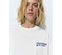 Pull&Bear - T-shirt color ghiaccio con grafica "Pomodoro"-Bianco M