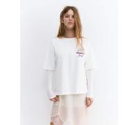 Pull&Bear - T-shirt color ghiaccio con Snoopy dei Peanuts-Bianco S