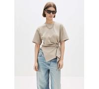 Pull&Bear - T-shirt color pietra con vita raccolta-Neutro XS