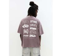Pull&Bear - T-shirt color porpora con logo STWD-Viola S