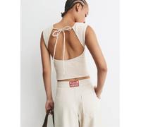 Pull&Bear - T-shirt color sabbia testurizzata aperta dietro-Neutro XS