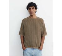 Pull&Bear - T-shirt comoda in maglia marrone talpa M