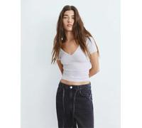 Pull&Bear - T-shirt grigio mélange con scollo a V L