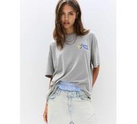 Pull&Bear - T-shirt grigio pallido con stampa di limone XS