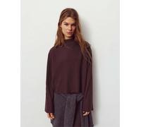 Pull&Bear - T-shirt in maglia morbida bordeaux-Rosso M
