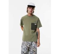 Pull&Bear - T-shirt kaki con tasca in nylon-Verde M