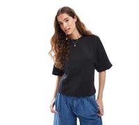 Pull&Bear - T-shirt morbida nera stretta in vita-Nero S