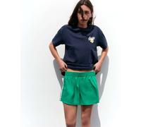 Pull&Bear T-shirt oversize con stampa floreale grafica navy-blu navy S