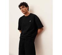 Pull&Bear - T-shirt pesante nera a maniche corte con logo-Nero M