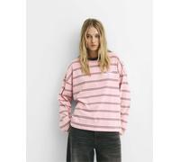 Pull&Bear - T-shirt rosa a righe con scritta S