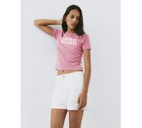 Pull&Bear t-shirt rosa con grafica testurizzata effetto crackled L