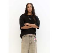 Pull&Bear - T-shirt squadrata a maniche corte in maglia nera-Nero XL