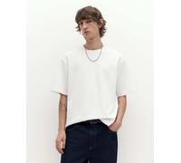 Pull&Bear - T-shirt squadrata oversize bianca in tessuto interlock-Bianco L