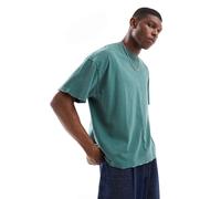 Pull&Bear - T-shirt verde corta squadrata effetto invecchiato XL