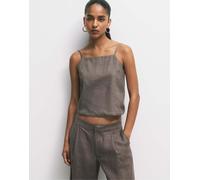 Pull&Bear - Top 100% lino color tortora-Grigio XS