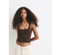 Pull&Bear - Top a corsetto marrone con spalline sottili M