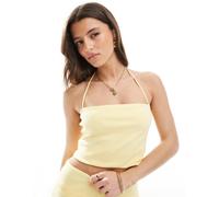 Pull&Bear - Top a fascia arricciato con fascette giallo pallido in coordinato L
