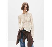 Pull&Bear - Top a maniche lunghe in pizzo beige-Neutro L