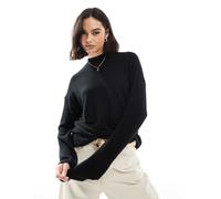Pull&Bear - Top a maniche lunghe nero morbido al tatto in coordinato XS