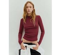 Pull&Bear - Top accollato bordeaux-Rosso S