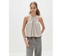 Pull&Bear - Top allacciato al collo beige a righe-Neutro M