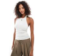 Pull&Bear - Top allacciato al collo bianco con nodo XL