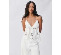 Pull&Bear - Top allacciato al collo bianco ricamato M