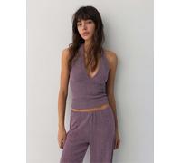 Pull&Bear - Top allacciato al collo in crêpe lilla-Blu L