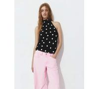 Pull&Bear - Top allacciato al collo nero a pois S