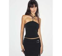 Pull&Bear - Top allacciato al collo nero con fibbia XL