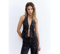 Pull&Bear - Top allacciato al collo nero con occhielli L
