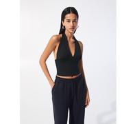 Pull&Bear - Top allacciato al collo nero con schiena scoperta S